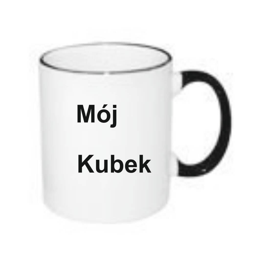 Kubel biały 330ml z uszkiem czarnym